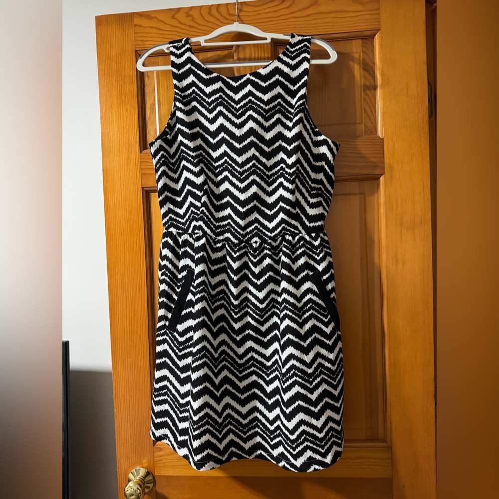 Charming Charlie Black and White A-line Dress with Pockets